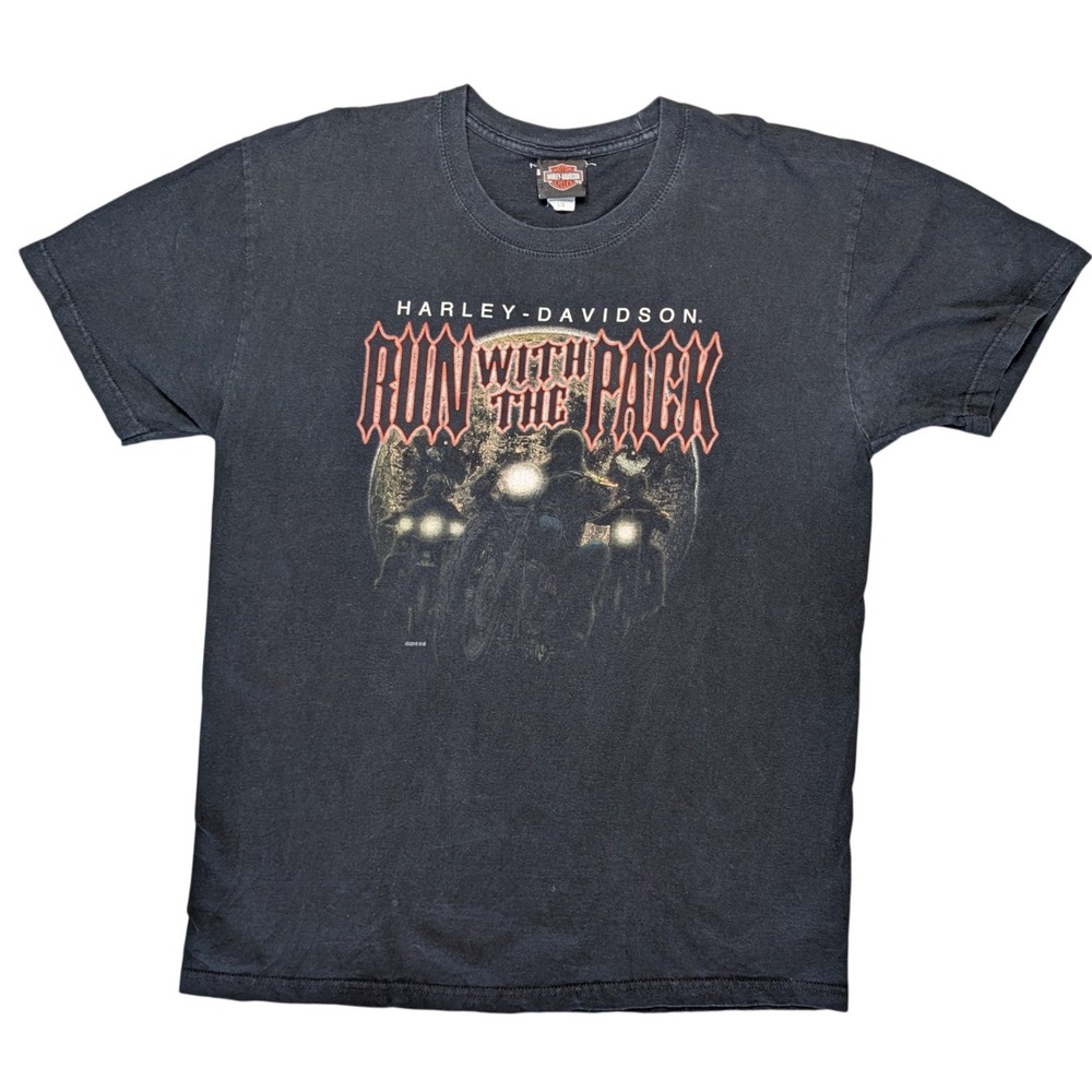 Harley Davidson Large‎ Kitchener Ontario Run the Pack Black Short Sleeve Shirt